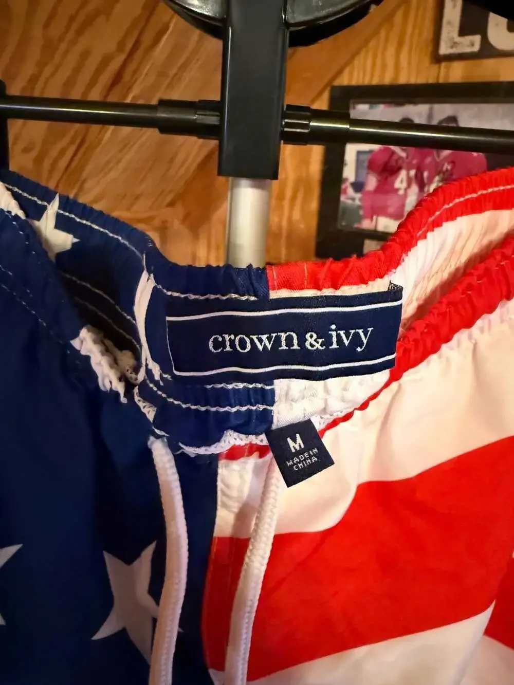 Crown & Ivy Americana Stars and Stripes Men's Swim Trunks